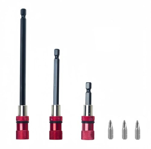 FTXanty Portainserti Magnetico Punta 3Pcs (65+100+150mm) Cambio Rapido 1/4 Drywall Porta Bit Cacciavite per Trapano Elettrico Martello Cacciavite