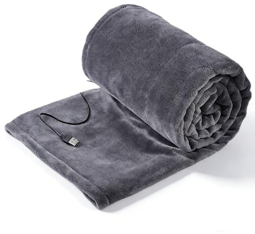 USB Electric Uppvärmd Filt, 3 Uppvärmningsnivåer Korallfleece Bärbar Uppvärmd Kastskydd för Att Hålla Varma på Hemmakontor, Resor, Kontor och Camping