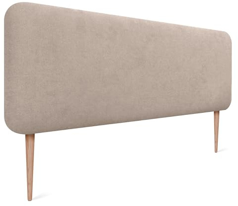 DHOME Gepolstertes Glattes Abgerundetes Kopfteil aus Aqualine-Stoff mit Beinen für Wand Akustik-Kopfteile Schalldämmend Kopfende Bett Schlafzimmer (Beige, 140cm)