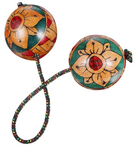 Marteau de Sable Rythmique en Bois, Instrument de Percussion Peint à Main | Maracas Adulte, Agitateur de Doigts, Boule de Maracas à Secouer, Percussions Shaker, Motifs Aléatoires Style Aléatoire