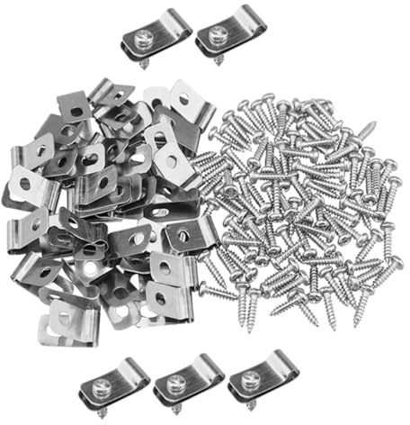 NUOBESTY 100 Ensembles Clips Fixation Clôture Métallique Aluminium avec Vis Pinces Robustes pour Panneaux Grillagés Résistantes Corrosion Adaptées Aux Cages et Clôtures Agricoles