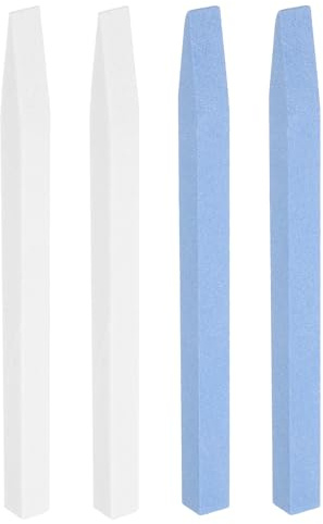QUARKZMAN 4 Piedras Pómez Para Uñas Lima de Uñas Empujador Blanco Azul | Palito de Pulir Uñas, Quita Cutículas, Herramienta Profesional de Manicura de Cuarzo, Para Pulir Y Limar Uñas