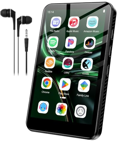 SWOFY D08 Reproductor de MP3 con bluetooth y wifi, 32 GB, Android 13, reproductor de MP3, pantalla táctil de 4 pulgadas, Bluetooth, wifi, compatible con Spotify, Audible, Play Store y radio FM
