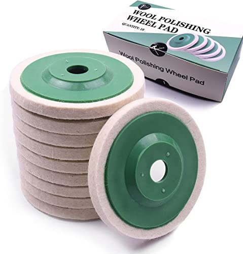 ATOPLEE Wool Polishing Wheel Disc,10pcs 98mm Dia Buffing Wheel for 4 Inch Angle Grinder,Wool Felt Polishing Wheel for Metal,Marble,Wood(Hole Diameter:16mm)
