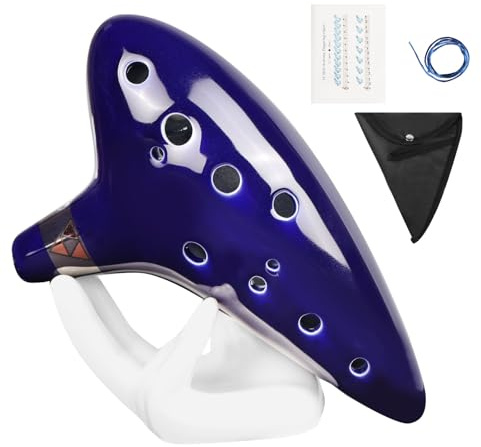 Mr.Power 12 Holes Ocarina Alto C Flute Occarina Taps Blue Ceramic/Clay stl Orcarina Inspired of Time With Bag and Song Book, Compatible for Beginners, Zelda Fans, Musical Instruments