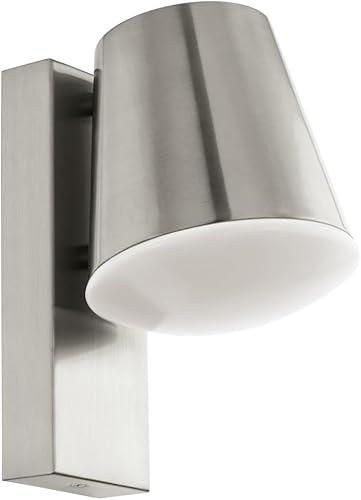 EGLO Smart Home LED Wandlampe Caldiero-C, Wandleuchte außen | Außenlampe aus Edelstahl, Kunststoff in weiß, Außenleuchte mit E27 Fassung, IP44