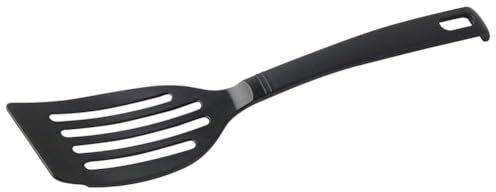 Fackelmann Schlitzwender 26 cm NERO, Küchenhelfer aus Kunststoff, Pfannenwender für beschichtete Töpfe und Pfannen, Griffende mit Stopp-Funktion, hochwertiger Wender (Farbe: Schwarz), Menge: 1 Stück
