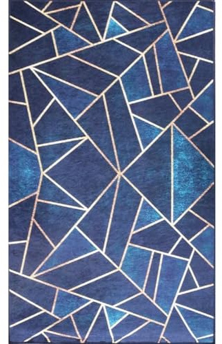 Mani Textile Grafic Teppich, 120 x 180 cm, Blau / goldfarben