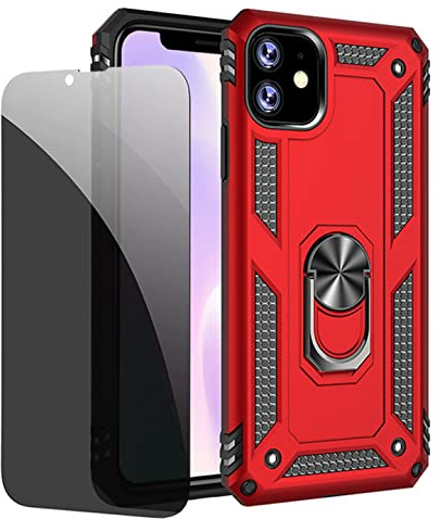 Joytag kompatibel für iPhone 11 Hülle Rote handyHülle mit Anti-Spähen Privatsphäre Schützen Panzerglas Folie Blickschutzfolie
