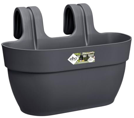 Elho Vibia Campana Easy Hanger M 36 - Jardinera por Balcón Exterior - 100% Plástico Reciclado - Ø 36.0 x H 26.5 cm - Negro/Anthracite