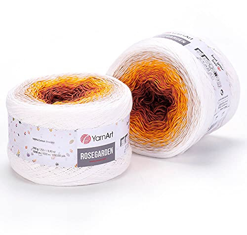 Yarn Art RoseGarden 100% algodón Super Fino Cake Yarn 1 madeja / ovillo 250 gr (8.8 oz) 1093 yardas (307)