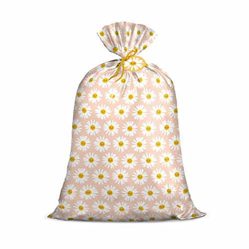 Loveinside Jumbo Borsa Regalo In Plastica Grande, Borsa In Plastica Con Design Floreale Con Etichetta E Cravatta Per Compleanno, Matrimonio - 142,3 X 91,5 Cm, 1 Pz - Margherita Faccina Rosa