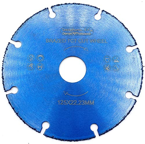 HM Lame de scie à tronçonner en carbure de tungstène, Disque Meuleuse 125 mm pour meuleuse d'angle, Convient pour bois aluminium et plastique