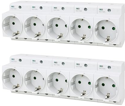RSE Lot de 10 prises encastrables 230 V/16 A pour rail DIN - Compteur - Montage de distribution