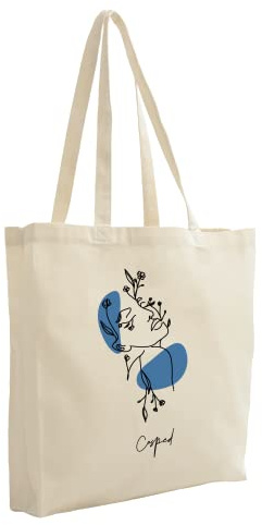 Cesped Jutebeutel Bedruckt - Stoffbeutel - Stofftasche - Baumwolltasche 100% B38 x H42 x T10 cm- Tragetasche Canvas 220 g/m2 - Einkaufstasche Lange Henkel 70cm - Einkaufsbeutel - Baumwollbeutel