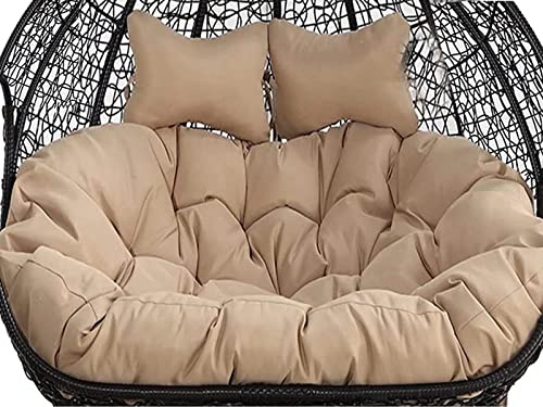 ZTGL Hängesessel Kissen für 2 Personen, Polster, Auflage für Polyrattan/Rattan Hängeschaukel, Hängekorb, Schaukel Korb, Rückenkissen Ersatzkissen Wasserdicht Outdoor,Khaki