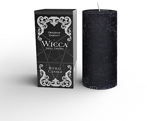 DarXity Wicca Ritual Candle - Schwarze Stumpenkerze, schwarz durchgefärbt, Made in Germany