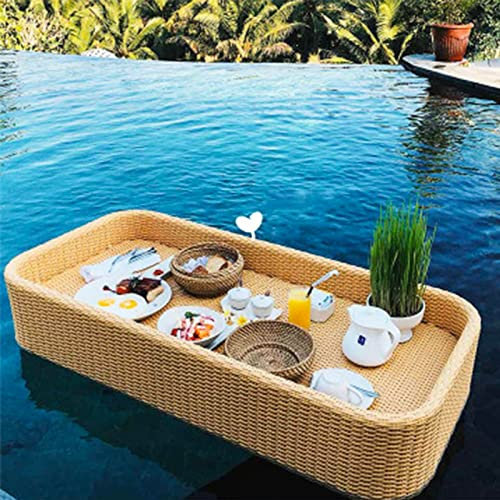 Pool Drink Holder, Pool Cup Holders, Floating Drinks Holder, Rattan Floating Tray, Floating Table for Pool, Hot Tub Drinks Holder, Floating Bar for Pool, Summer Part Heart-4-85X85X20Cm (Rect