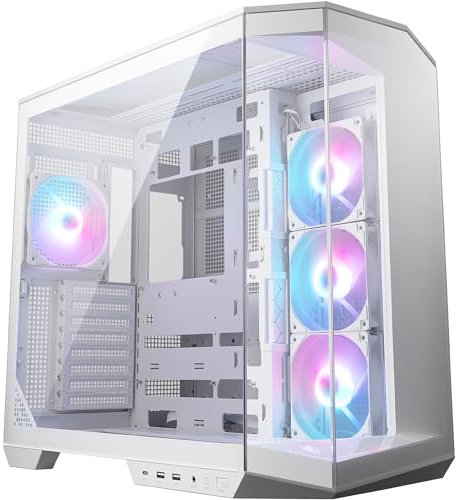 MSI MAG PANO 100R PZ White Boîtier PC ATX - Compatible Installation Verticale de Carte Graphique, Support GPU, filtres à poussière, Cage de Stockage pivotante, Double Compartiment, USB Type-C 20 GB/s