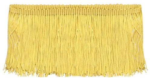 QUARKZMAN 5 Yardas 4 Pulgadas Franja de Flecos de Cadena Cinta de Flecos de Poliéster para Costura Bricolaje Ropa Decoración de Pantalla de Lámpara, Dorado