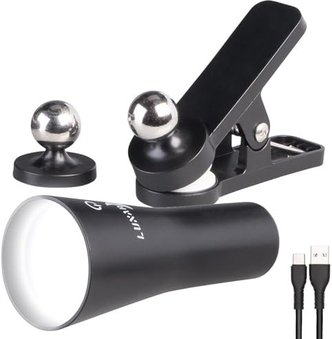 Lunartec Klemmleuchte: 3in1-Akku-Wand-, Klemm- und Taschenlampe, mit 3 Leuchtmodi, schwarz (Klemmspot, Magnet-Lampen Akku, Leselampe Bett)