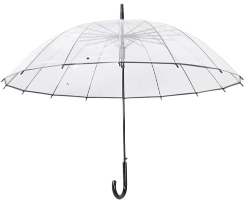 GAOJUNAN Regenschirm Sturmfest Für Die Reise 16 Knochen Transparent Regenschirm Automatische Volltonfarbe Kleiner Frischer Transparenter Gerader Regenschirm Umbrella Schirm