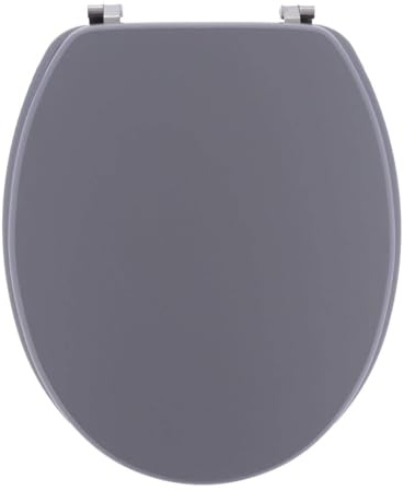 TENDANCE - Abattant WC MDF 18 Pouces Attaches Acier Inoxydable - Gris - Salle de Bain - Abattants Universel - Lunette de Toilette