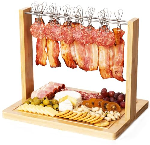 Shinlar Bacon Clothesline Serving Tray, Bamboo Charcuterie Board, Housewarming Gifts for New Home