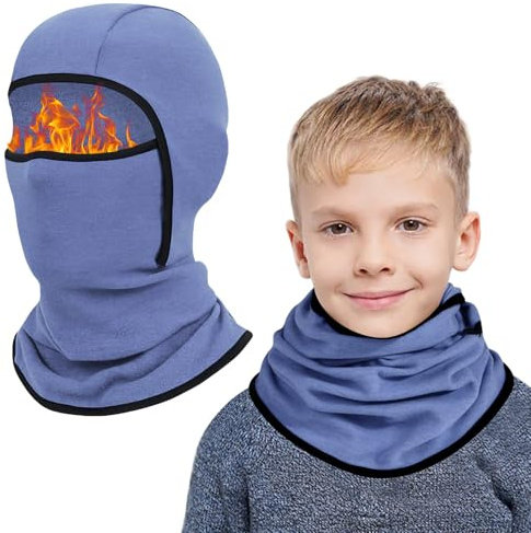 AYPOW Passamontagna in Pile Termico Bambini 6-14 Anni, Invernale Multifunzione Antivento Caldo Maschera da Sci da Ciclismo, Berretti Cappello con Scaldacollo per Ragazzi Ragazze Sport all'Aria Aperta