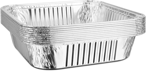 Barquette Aluminium Marmite en aluminium 8x8 pouces avec couvercle - Marmite en papier d'aluminium adaptée à la cuisine, aux fêtes, à la cuisson de gâteaux, à la pâtisserie, au pain maison(Without Lid