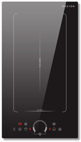 NOXTON Placa induccion 2 fuegos, 30cm, Zona Flex, 9 Niveles, 3500W, Control Táctil, bloqueo de seguridad, Temporizador, 220-240V