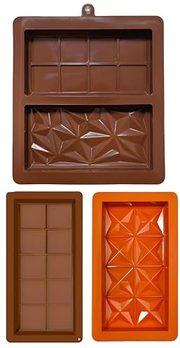 Deep Chocolate Moulds, 3pcs Silicone Big Chocolate Bar -Durable Deep Chocolate Mold for DIY Baking (3PCS) -