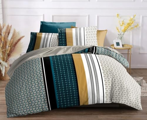Ensemble Parure de draps 4 Pieces 100% Coton 57 Fils/m2-1 Drap Plat 240x 300 cm + 1 Drap Housse 140 x 190 cm + 2 taies d'oreilers 65 x 65 cm Tissage trés serré 2 Personnes Haute Qualité (losana)