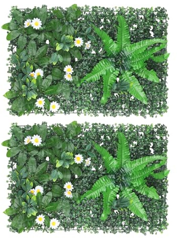 Gxpjycfob 2 paneles de pared vegetales artificiales 60 x 40 cm, plantas verdes artificiales para pared, decoraciones vegetales realistas para interiores, exteriores, paredes, balcones, jardines, bodas