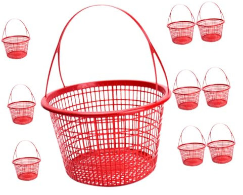 Hemobllo 10pièces Panier à Fruits avec Poignée pour Récolte De Fraises Myrtilles Et Cerises Panier Légèrement Portable Plastique pour Cueillettes Extérieur
