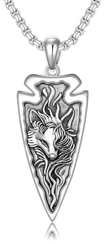ROMANTICWORK Pfeilspitzen-Halskette 925er Sterlingsilber Anhänger Wikingerschmuck für Jahrestag Geburtstag Jahrestag Geschenk für Männer