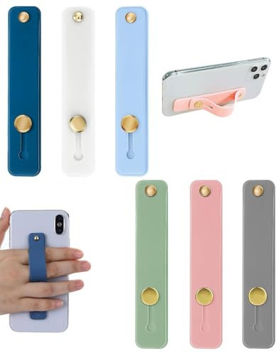 LEEQBCR 6 pezzi Portacellulare da dito, Supporto per presa del telefono Impugnatura per cellulare da dito Cinturino da dito per telefono in silicone Portacellulare telescopico(6 colori)