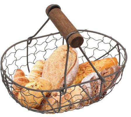 Egg Basket - Bread Baskets for Serving | Camping Containers with Wooden Handle Decorative Holder for Girls Easter Farm Farmhouse