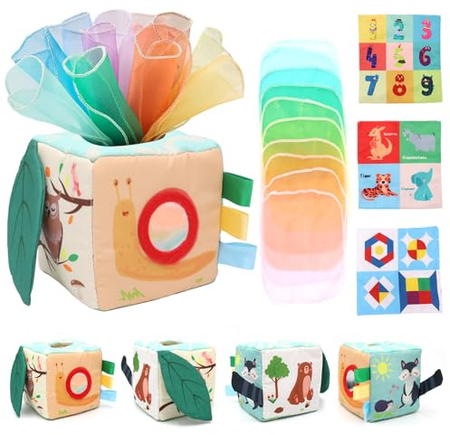 Kunaxku Montessori Spielzeug Stoff-Box-Sensoren für Jungen im Alter von 6-12 Monaten | Feinmotorische Aktivität mit Spiegeln, Farben und Texturen | Experten-Spielzeug-Geschenk für Mädchen im Alter von