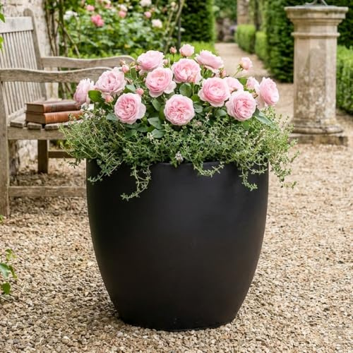 IDEALIST Large Plant Pots 50cm Plant Pot Black Reinforced Stone Planter 88L