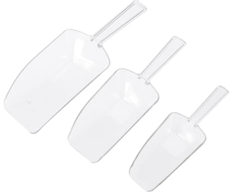 BIUDECO Paletta di Plastica Trasparente 3 Pezzi Set, Misurino Cucchiaio Multiuso per Ghiaccio, Dolci e Proteine, Utensili da Bar Leggeri per Feste e Uso Domestico Riutilizzabile