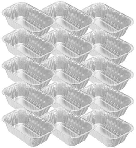 DEARMAMY Set 50 Teglie Rettangolari in Alluminio per Pane e Torta, Piccole Vaschette per Forno, Confezioni Usa e Getta per Cottura e Conservazione Alimenti, Adatte a Casa e Catering