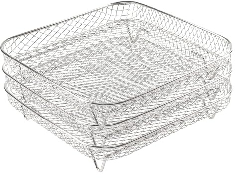 3 Piezas Accesorios Freidora Aire | Estante Deshidratador Acero Inoxidable 304 Multinivel | Rejilla Cocina Saludable Universal para Alimentos (Cuadrado)
