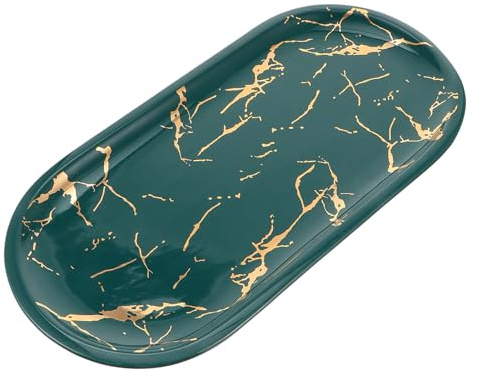 HOODANCOS Vassoio Marmo in Ceramica Verde, Piatto per Alimenti e Gioielli, per Sushi, Superficie Opaca, Design Raffinato, Uso Domestico e Negozi di Gioielli