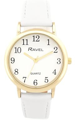 Ravel - Montre de Tous Les Jours aux Couleurs Pastel pour Femmes (boîtier 27 mm) - Quartz Analogique - R0137.24.2 - Blanc/Couleur Or