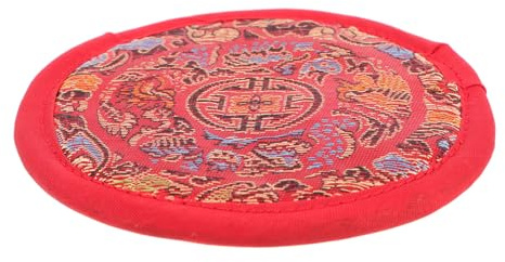 WRITWAA Coussin pour Bol Chantant Bouddhiste en Coton Rouge Léger et Portable, Tapis Artisanal Simple pour Instruments Rituels de Contemplation et Relaxation