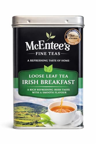 McEntee's Irish Breakfast Tea - 500g TIN – AWARD WINNING & BLENDED IN IRELAND. STRONG & CITRUSY. A Traditional Irish Blend of Ceylon and Assam Loose Tea’s. Delivering That Taste of Home.
