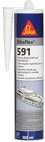 Sika - Sikaflex 591, Nero - Sigillante multiuso - Applicazioni in campo nautico - Resistente alle vibrazioni - Privo di isocianati - Cartuccia da 300ml