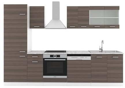 Vicco Küche R-Line, Edelgrau/Weiß, 300 cm