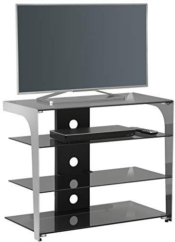MAJA Möbel Media Modelle Glas TV-Rack, Metall Chrom-Rauchglas, One Size